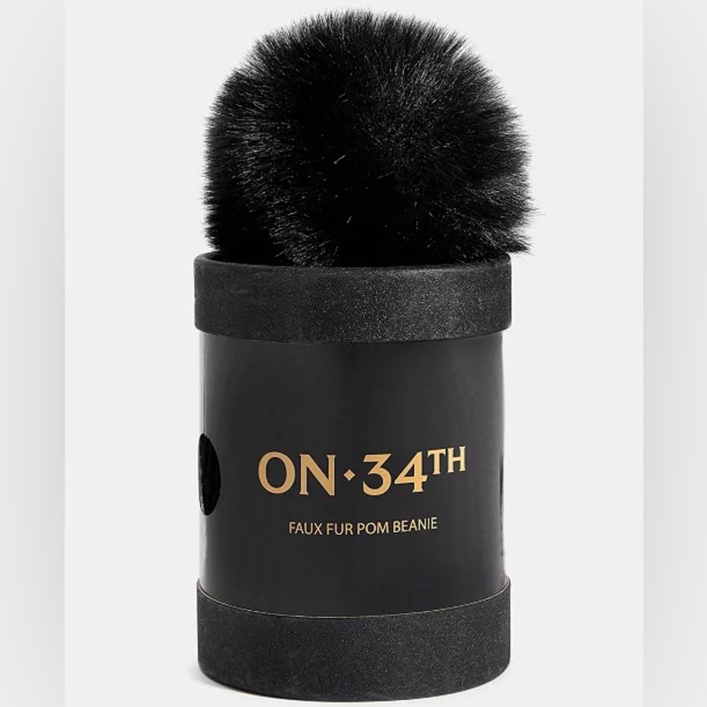 On 34th Black Boxed Rib-Knit Beanie, Macy's Exclusive